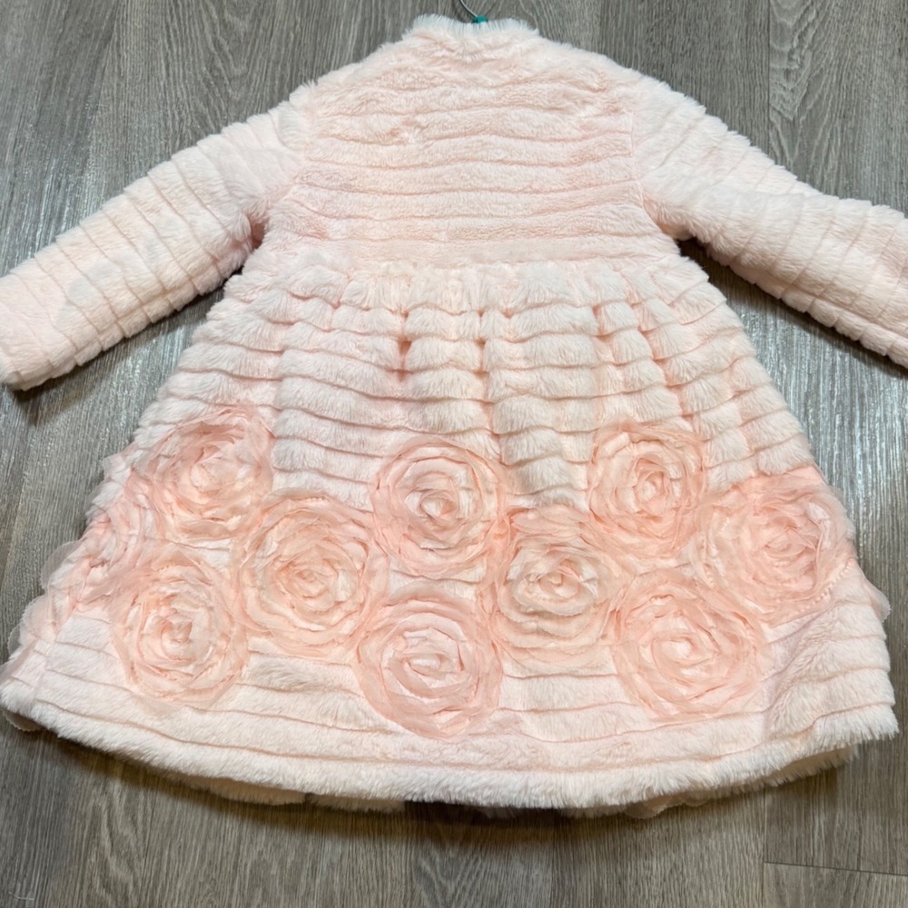 Blueberry Boulevard Baby Girl 24M Pink Rose fur Coat & Dress valentines Easter - Picture 4 of 9